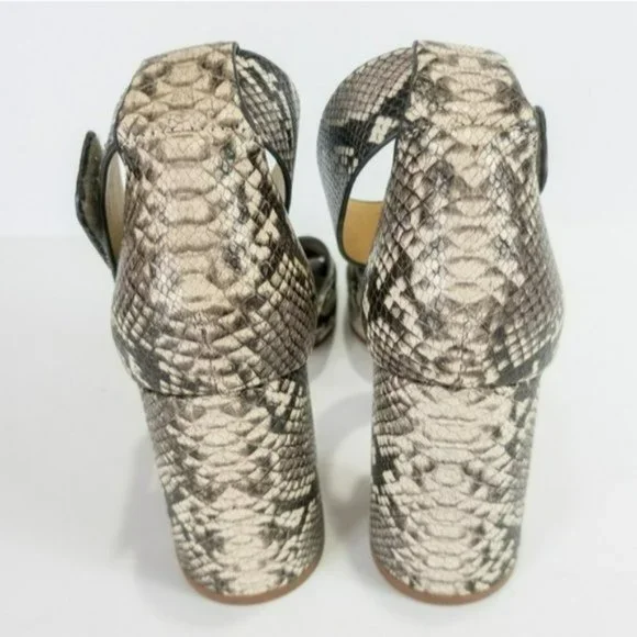Splendid Thandie Embossed Leather Ankle-Strap Sandals -Natural Snake - Picture 7 of 8